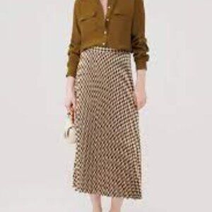 NWT MARELLA TOLONE OLIVE GREEN PLEATED PRINT SKIRT